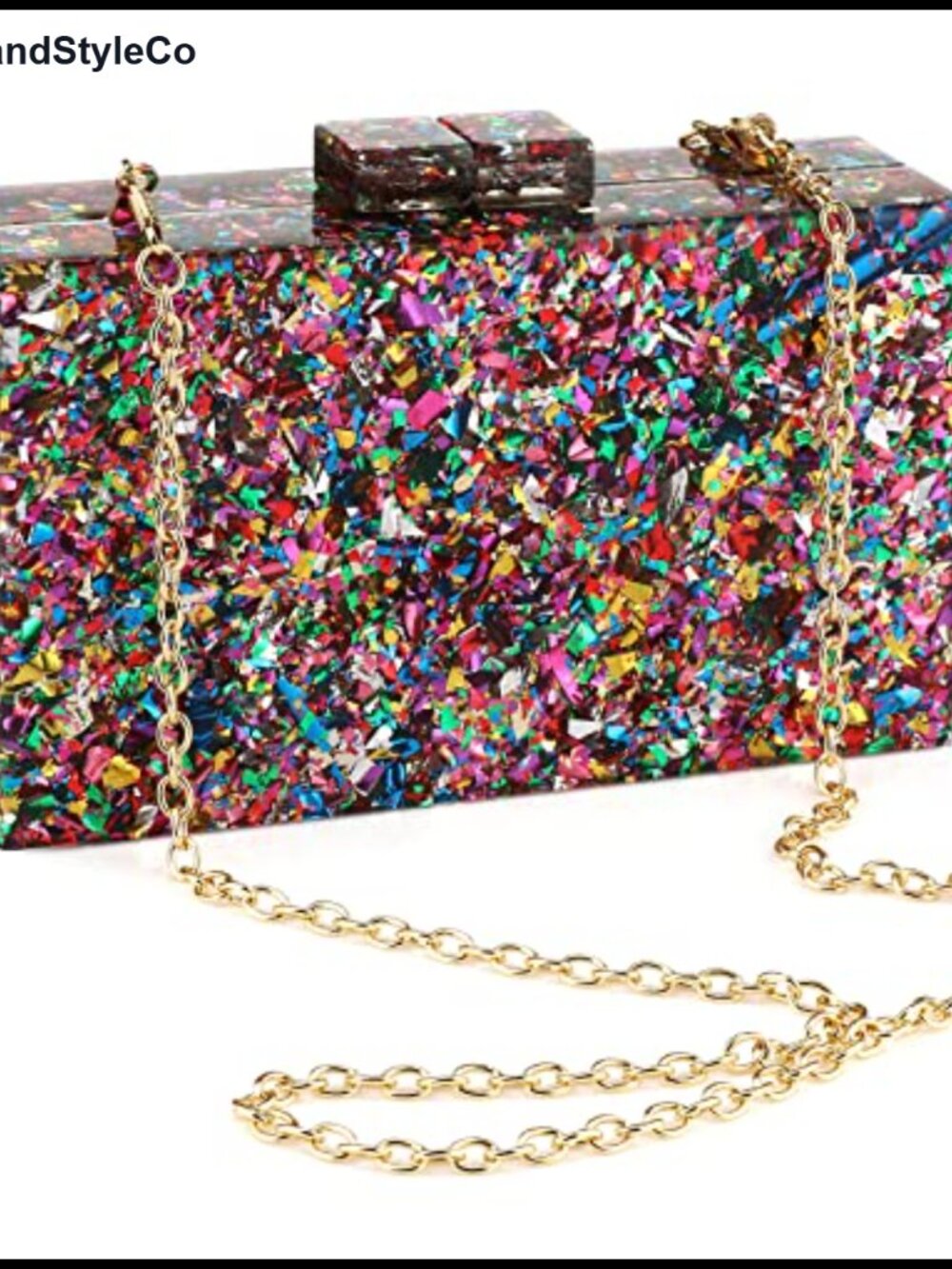 Acrylic Geometric Box Clutch Detachable Chain Crossbody Evening Bag